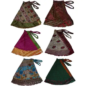 Pack of 3 Reversible Wrap Around Skirts for Women, Long Printed Boho Skirts, 36 Inch Length, Multicolor, Comfortable & Stylish Fit