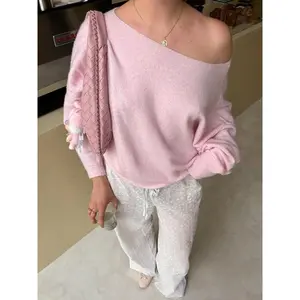 Women's off shoulder knitted sweater top, sweet and lazy style, perfect for shopping, dating, parties, spring/autumn/winter festivalsRAIMENTRY
