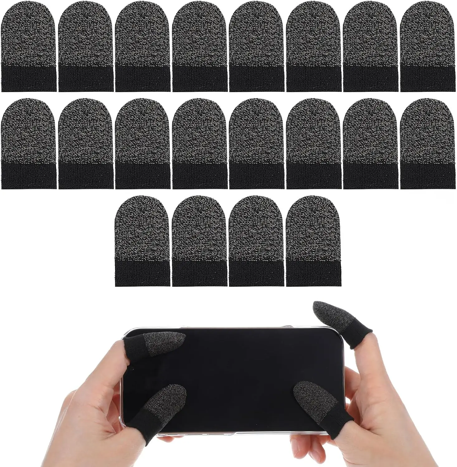 10Pairs Anti-Sweat Finger Gloves for Gaming, Fiber Mobile Gaming Finger Sleeves, Smooth Thumb Protector Sleeves Fingertip Caps for Touchscreen Devices, Gaming Finger Gloves Gamer Thumb Covers