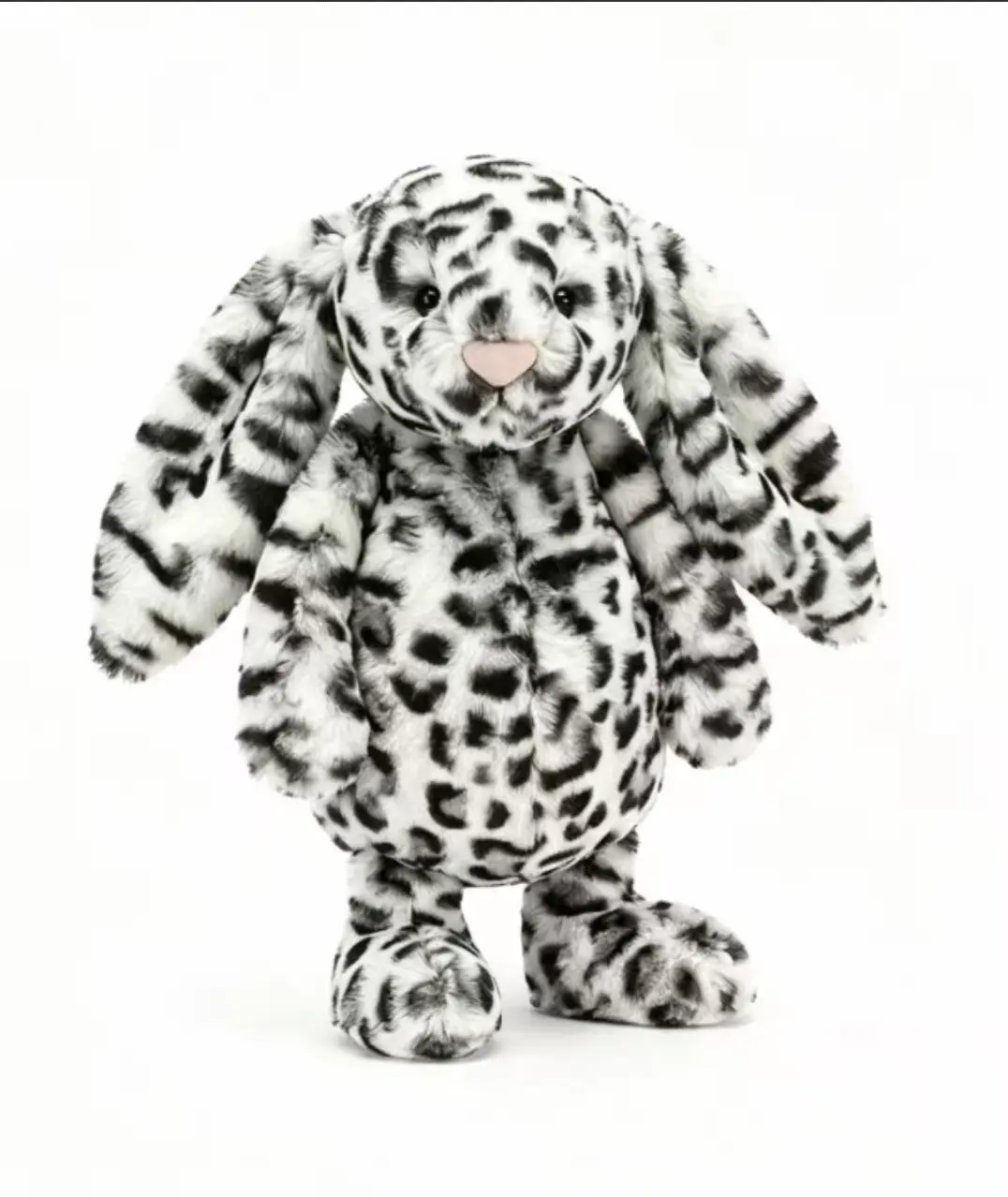 Jellycat Cobblehop Leopard Bunny Plush, Soft Black and White Spotted Rabbit Stuffed Animal for Birthdays and Collectors, Fast US Shipping