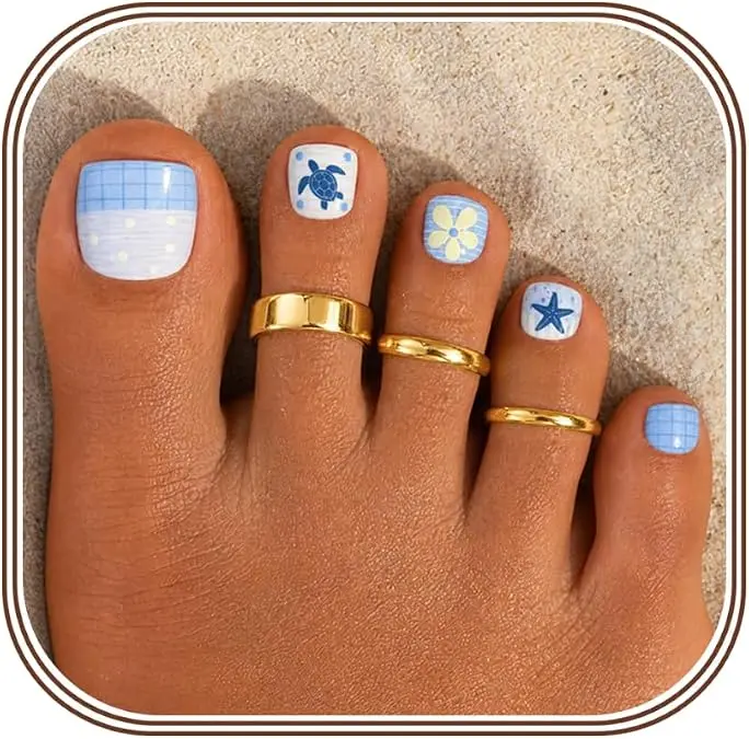 Milacolato Women's 3-Piece 14 Karat Gold Filled Toe Rings Set, Non-Tarnish Gold Color Stackable Rings, Adjustable Daisy Flower Hug CZ Band, Summer Beach Footwear Jewelry, Stackable Ring, Gold Color Rings