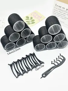 25-piece Women's Hair Curling Kit (12pcs Hair Rollers + 12pcs Hair Clips + 1pc Comb) for Home Beauty Salon, No Heat Curling Wands, Voluminous Texture, Suitable for Long/Mid/Short/Thick/Thin Hair, Mother's Day Gift, Campus, Daily Hair Styling