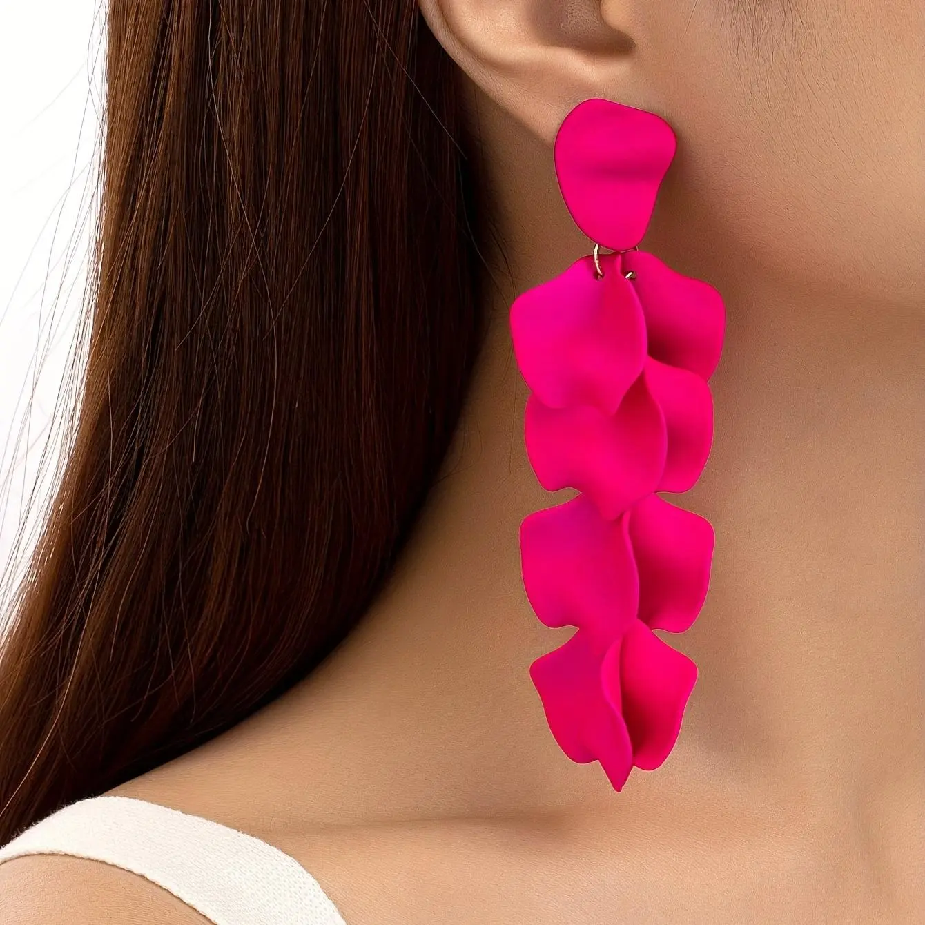 Women's Trendy Long Earrings - Vintage Floral Leaf Design, Embellished Flower, Floral Boho, Flower Accents, Plant-Themed Costume Jewelry, Embellished Flower Earrings, Floral Boho Earrings