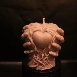 Heart Within Candle - Handmade 100% Soy Wax Decorative Heart Candle with Cotton Wick 3x3 Inches Eco-Friendly Customizable Aroma