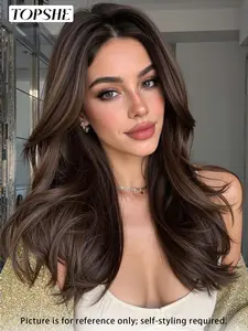 Topshe 13*6 Lace Front Wig in Caramel Color, Long Wavy Hair, Everyday Fashion for All Seasons, Perfect for Parties or Casual Wear, Lace Closure Wig