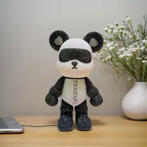 Sparkling Diamond DIY Bear Decoration, Adhesive Material, Perfect Gift for Holidays, Desktop Display Ornament, Valentine's Day Mother's Day Christmas