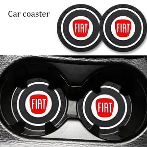 Fiat Car Anti-Slip Cup Holder Mat, Silicone Water Bottle Pad, Waterproof Car Interior Accessories, 1pc/2pcs Set
