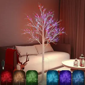 6FT LED Birch Tree Lights With 18 Color Changing Christmas Decor And 96/120 LED Lights for Christmas Holiday Party Decoration, Ideal for Home, Weddings, and Festive Events