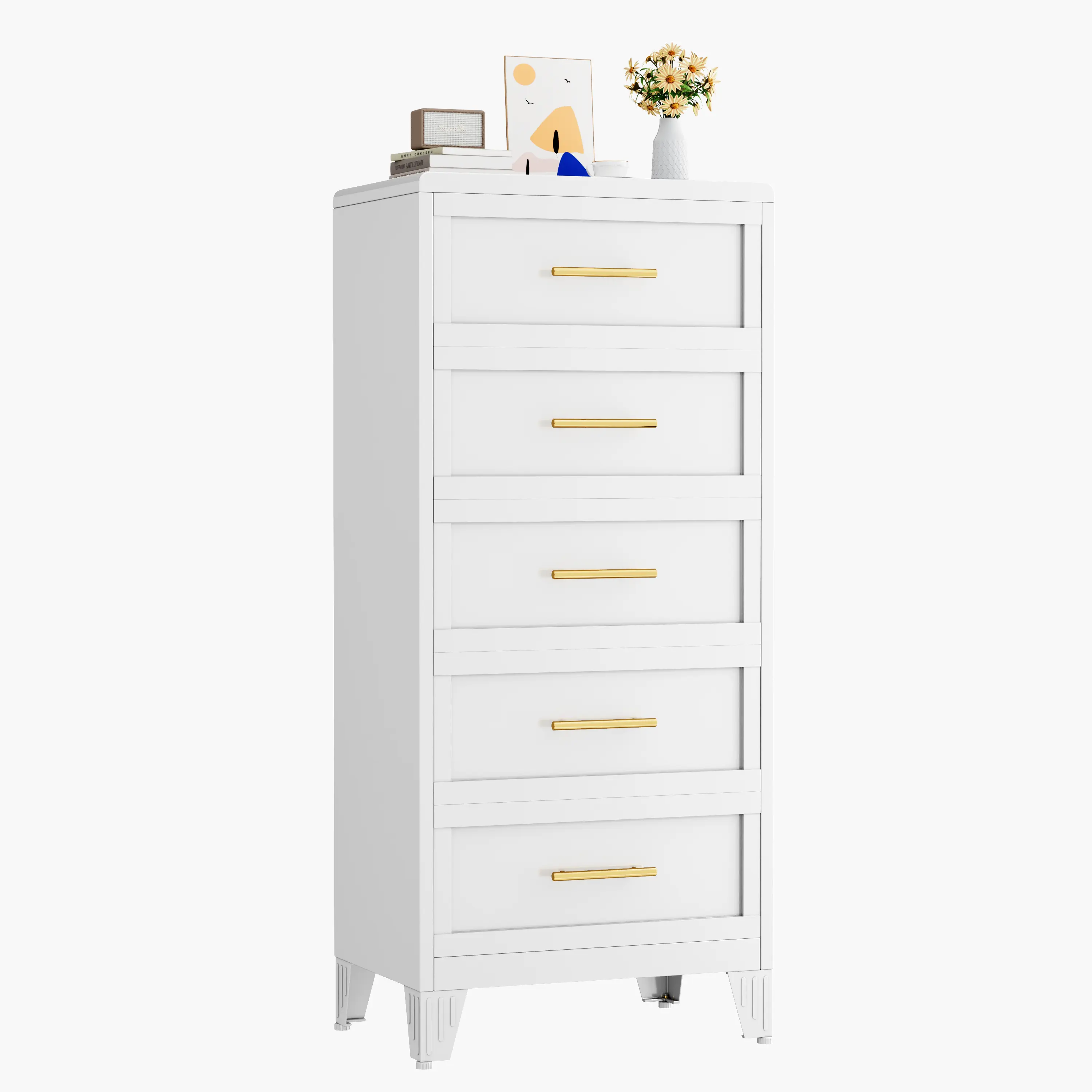 5 Drawers White