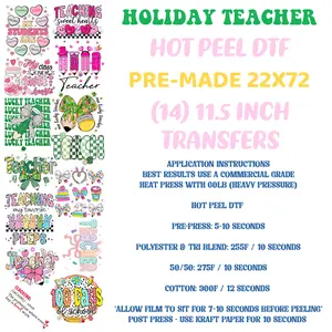 Holiday Teacher Variety 22"x72" Pre-Made Hot Peel DTF Gang Sheet