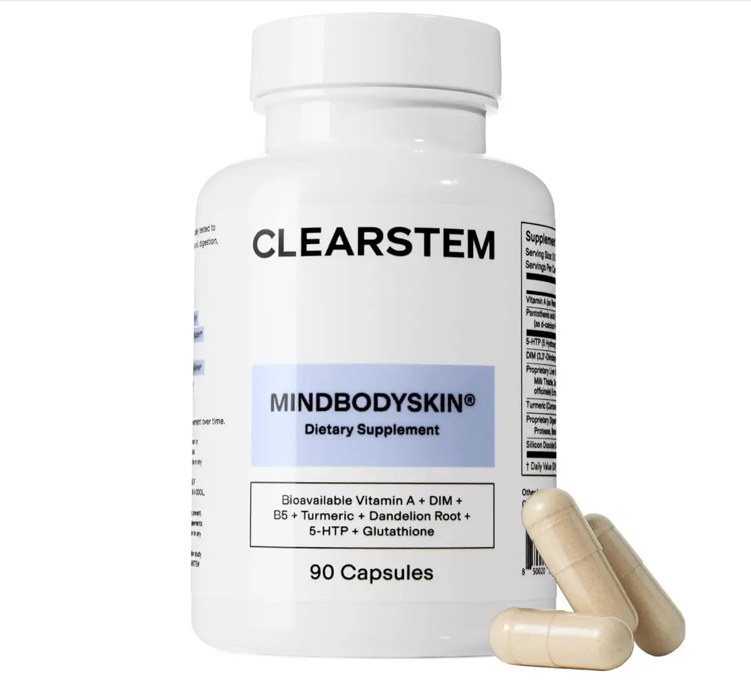 Hormonal Skin Support Capsules | Internal Skin Wellness Supplement with DIM, Glutathione, Vitamin A & B5, Turmeric, 5-HTP | Daily Antioxidant Wellness Pills for Adults, 90 Capsules