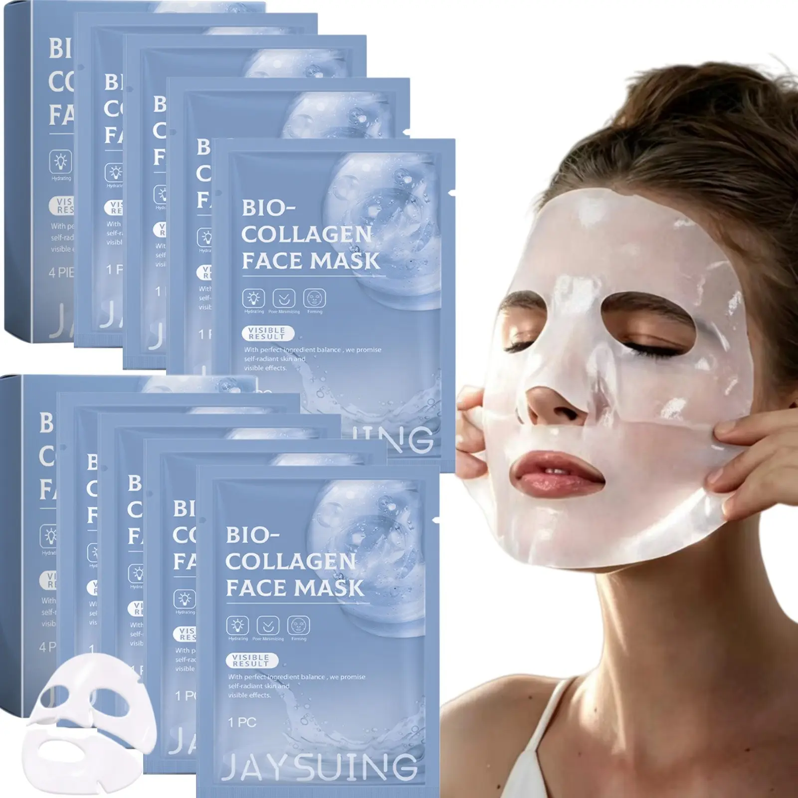 Collagen Hydrating & Firming Face Masks, 2-Boxes Set, 8 Sheets, Moisturizing & Nourishing, Facial Care for Women & Men, Skincare Products, Moisturizing Beauty Mask