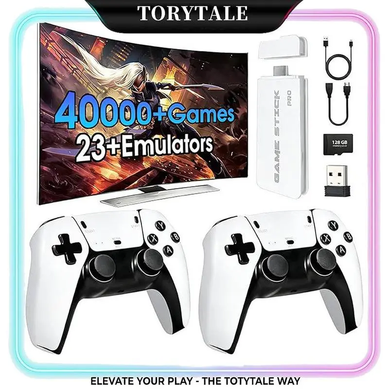 Retro Gaming Console for TV, Classic Wireless Game System, Plug & Play Home Entertainment Device, Built-in Classic Games, Dual Wireless Controllers, Gaming Gift for Kids & Adults