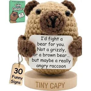 W/ 30 Swappable Cards Friendship Gifts for Women Men, Funny Birthday Gift for Best Friends Sister Bestie Graduation Present Emotional Support Positive Capybara Crochet