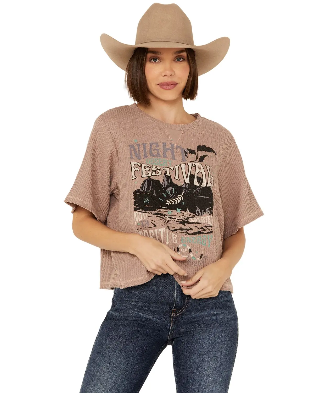 Cleo + Wolf Women's Adrian Boxy Cropped Graphic Tee - Clsp24k71-Brk