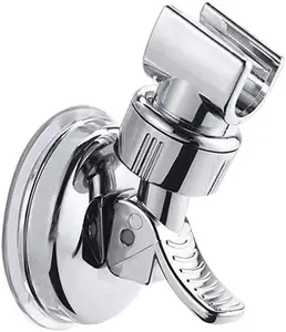 Adjustable Shower Head Holder with Removable Suction Cup, No Drill Chrome Polished Shower Head Bracket for Bathroom Wall Mounting