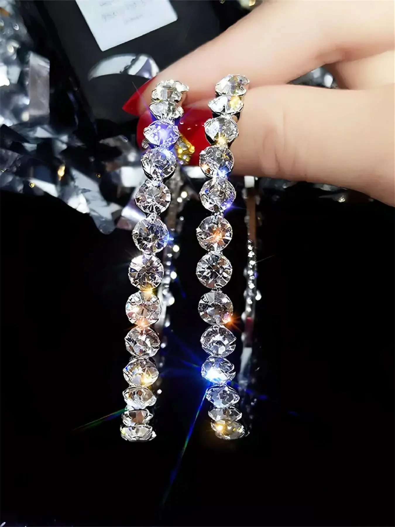 Women's Artificial Zircon Decor Glittering Hoop Earrings, Trendy Oversized Hoop Earrings, Jewelry for Women for Daily & Party Decor, Zirconia Hoop Earrings, Stylish Jewelry, Fashionable Accessories