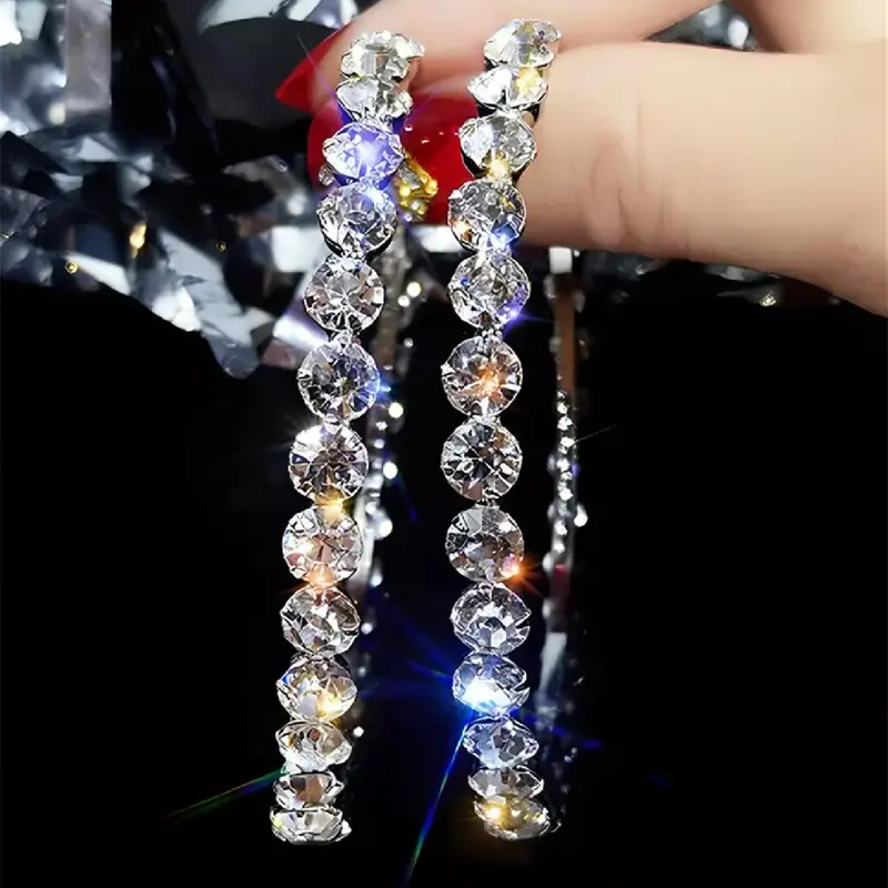 Women's Artificial Zircon Decor Glittering Hoop Earrings, Trendy Oversized Hoop Earrings, Jewelry for Women for Daily & Party Decor, Zirconia Hoop Earrings, Earrings Hoops, Fashionable Accessories