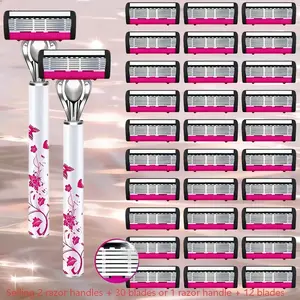 Stainless Steel Razor Blades, 12+1 or 30+2 Replacement Blades, Smooth Pain-Free Shaving, Ideal for Legs and Armpits, Perfect Gift