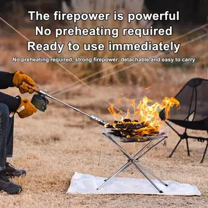 (Does not contain gas tank)Barbecue Torch Charcoal Lighter Outdoor Cooking Folding Torch Adjustable Length and Flame Campfire Lighter Kitchen Charcoal Lighter Torch Suitable for Barbecue, Grilling, Grilling Steaks, Camping