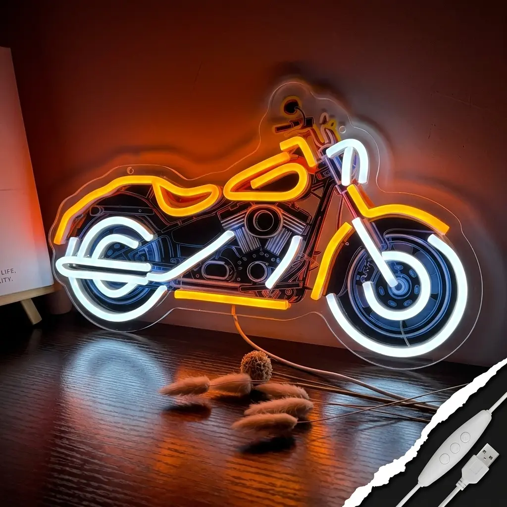 Motorcycle Neon Sign for Man Cave Dimmable Motor LED Light up Sign for Wall or Garage Decor Neon light for Auto Room Repair Shop Workshop Birthday Gift,Size15.75 * 8.66inch Adjustable Car