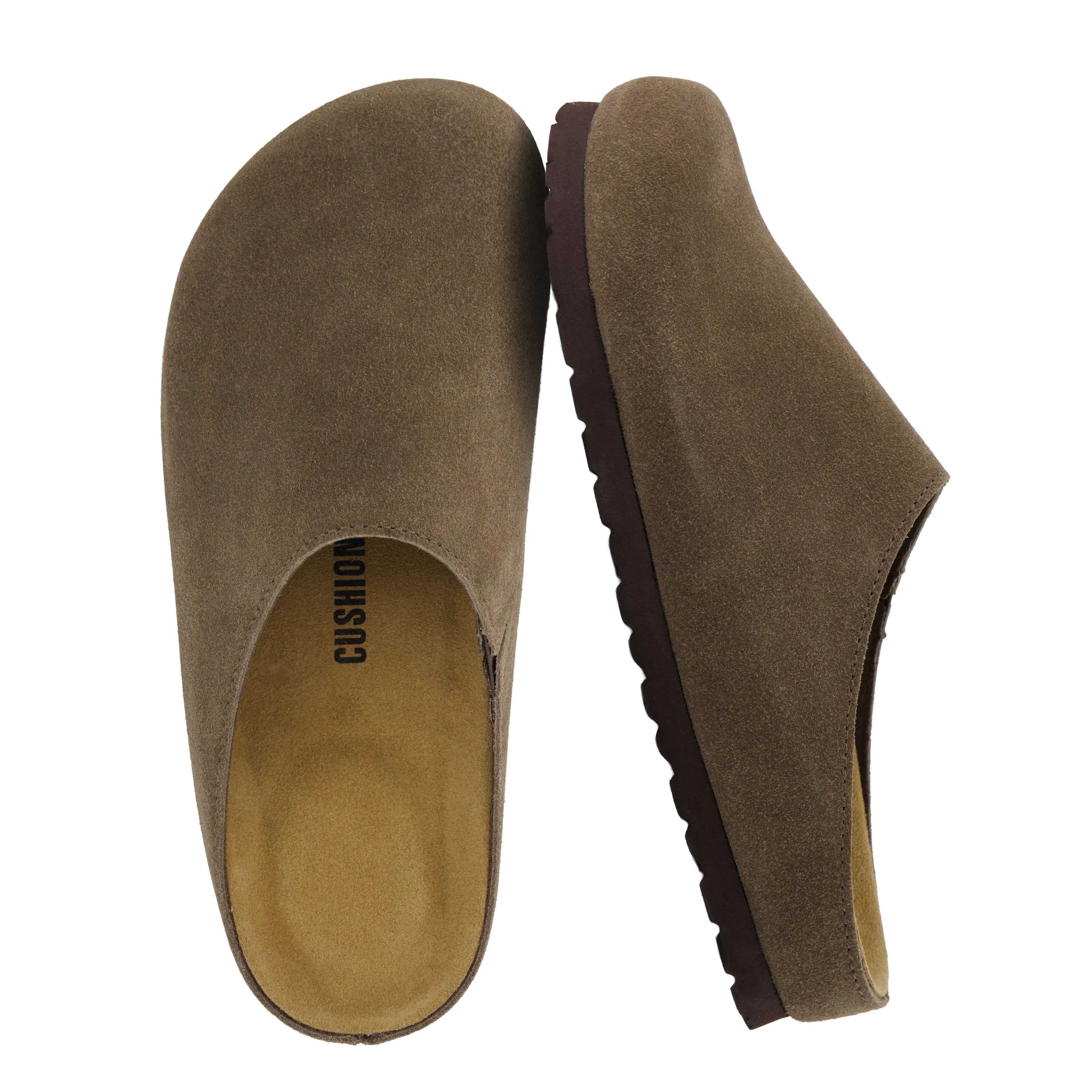 Cushionaire Lute Leather Clogs For Women | Genuine Suede Closed Toe Slip On Clogs With Leather Trim | Classic Indoor Outdoor Mule Design For Everyday Wear