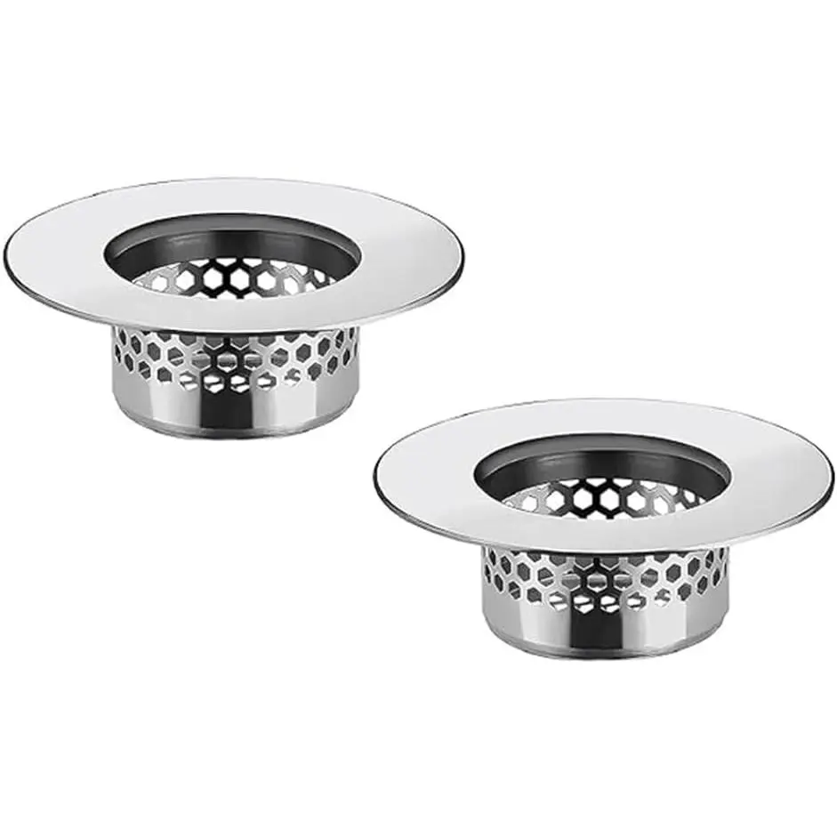Bathroom Sink Strainer (2 Pack), Bathtub Drain Cover Lavatory Sink Drain Strainer Hair Catcher for Laundry Utility RV Sink, Stainless Steel Drain Filter. Fit Hole Size from 1.25" to 1.60"