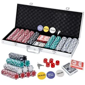 Poker Chip Set 500PCS 11.5 Gram Poker Chips Texas Blackjack Game w/Aluminum Case