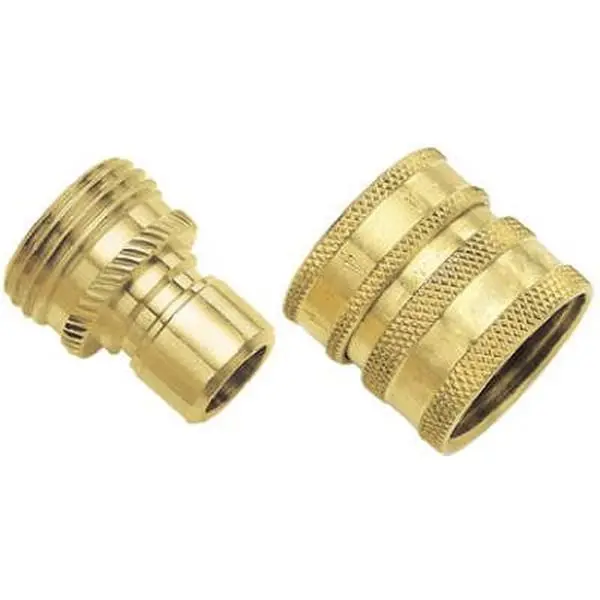 Fiskars 581266 Green Thumb High Quality Solid Brass Heavy Duty Quick Connector Set - Garden Hose Nozzle, Hose Connection, Sprinklers, Watering Equipment Attachment