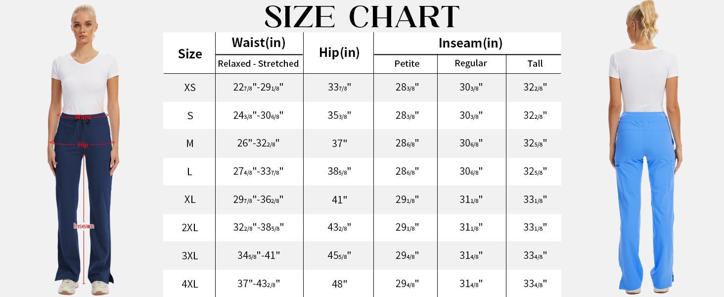 Yoga Scrub Pants Women High-Rise Straight Leg Uniform Cargo Bottom with Yoga Waistband,5 Pockets&4-Way Stretch