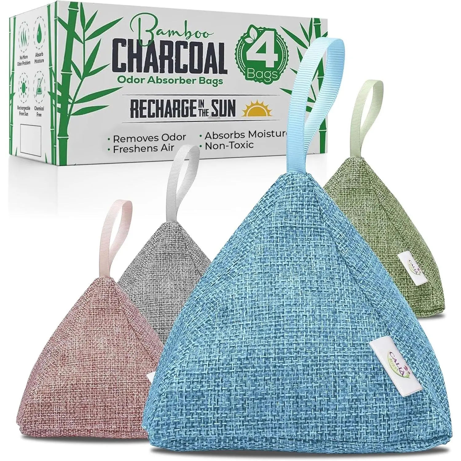 4 Pack  Charcoal Air Purifier Bags 200 Grams Each - Odor Absorber & Eliminator for , , Pets, Activated Charcoal  Freshener,  &  (Designer Colors)