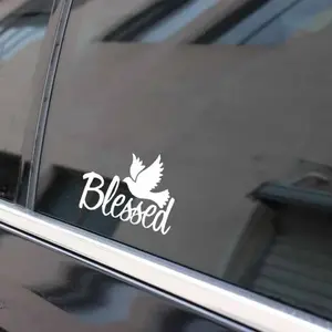 1PC Blessing "Blessed" Dove Car Sticker for Car, Motorcycle, Notebook, Add Faith Blessing Style Logo to Your Items, A Personalized Item at the Forefront of Faith Blessing Decoration Fashion