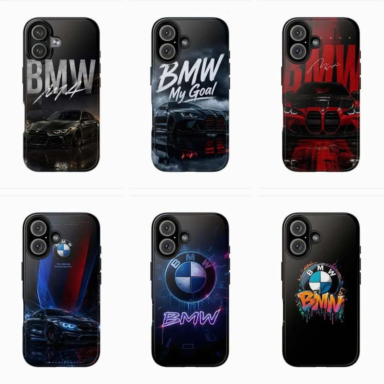 Neon BMW Logo Phone Case – Modern Automotive Aesthetic Cover for iPhone 17 - 11 Pro Max Plus Mini X XR XS 7 8 Plus or SAMSUNG GALAXY S25 - S21 Ultra Plus R