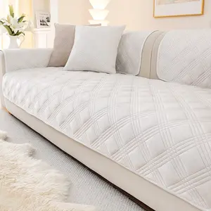 Bohemian Style Geometric Quilted Decorative Sofa Cover, Soft Reusable Dustproof Couch Protector, Modern Minimalist Design for Living Room & Bedroom Use