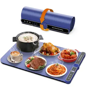 Electric Food Warming Mat , 9-Level Temp Control Rollable Heating Tray for Keeping Food Warm or Defrosting, Ideal for Home Use and Parties