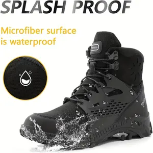 [Indestructible Midsole] Waterproof Work Safety Boots - Steel Toe Cap, Indestructible Midsole, Non-Slip Outsole - Ideal for Construction, Hiking, and Outdoor Activities Black Closed Boy Footwear Walking Shoes Comfort Worker Bota Chef Ballroom Orthotic