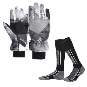 Ski Gloves And Ski Socks Set Kids Waterproof Warm Winter Ski Gloves for Boys & Girls - Sport Mittens Kids Waterproof Winter Gloves Warm Snow Gloves Boys Girls Ski Gloves Toddler Gloves Windproof Children