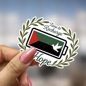 Gift for Palestine Solidarity Supporter Time to Recharge Hope Laptop Sticker Water Bottle Planner Phone Decal