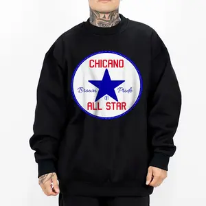 Chicano Brown Pride Chicano Clothing, Mexican Clothes, Lowrider Clothes, Oversized Graphic Tee Medium Heavy Sweatshirt Hoodie for Men & Women art Blue Red White