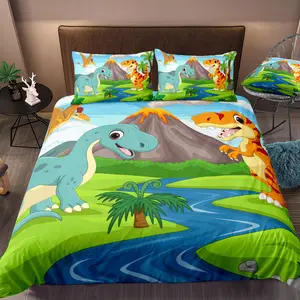 Dinosaur Pattern Bedding Set, 3 Counts/set Including 1 Count Duvet Cover & 2 Counts Pillowcase, Soft Comfortable Bedding Set for Home Bedroom