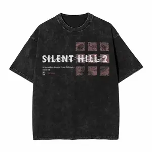 Washed New Arrival Mens Clothes Tee Shirt Homme Graphic T-Shirts Tshirt for Men Ropa Hombre Horror Silent Hill Heavens Night