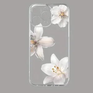 Transparent Floral Pattern UV Printed Phone Case for iPhone 11 12 Pro 13 Pro 14 15 Plus 15 Pro Max 16 17 Air Series