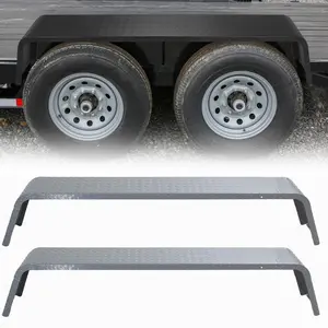 GARVEE 2 Pcs Trailer Fenders, Heavy Duty Steel Tandem Trailer Fenders Fit for 13"-15" Tires, Gray