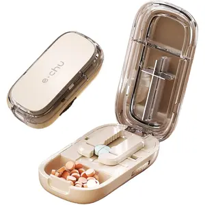 Portable Pill Cutter Splitter with Accurate Centering Alignment - Cuts 1/2 & 1/4 Pills for Large, Small & Tiny Tablets, Built-in Storage Organizer for Multiple Pills