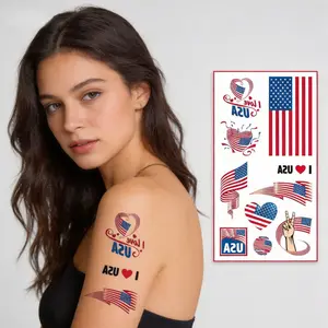 Temporary Tattoos (20 Multiple Sheets, T001) - Gentle Skin, Waterproof USA Flag Face & Football Body Stickers for Kids, Game Day & Party Festive Supplies, Holiday Gift Ornament