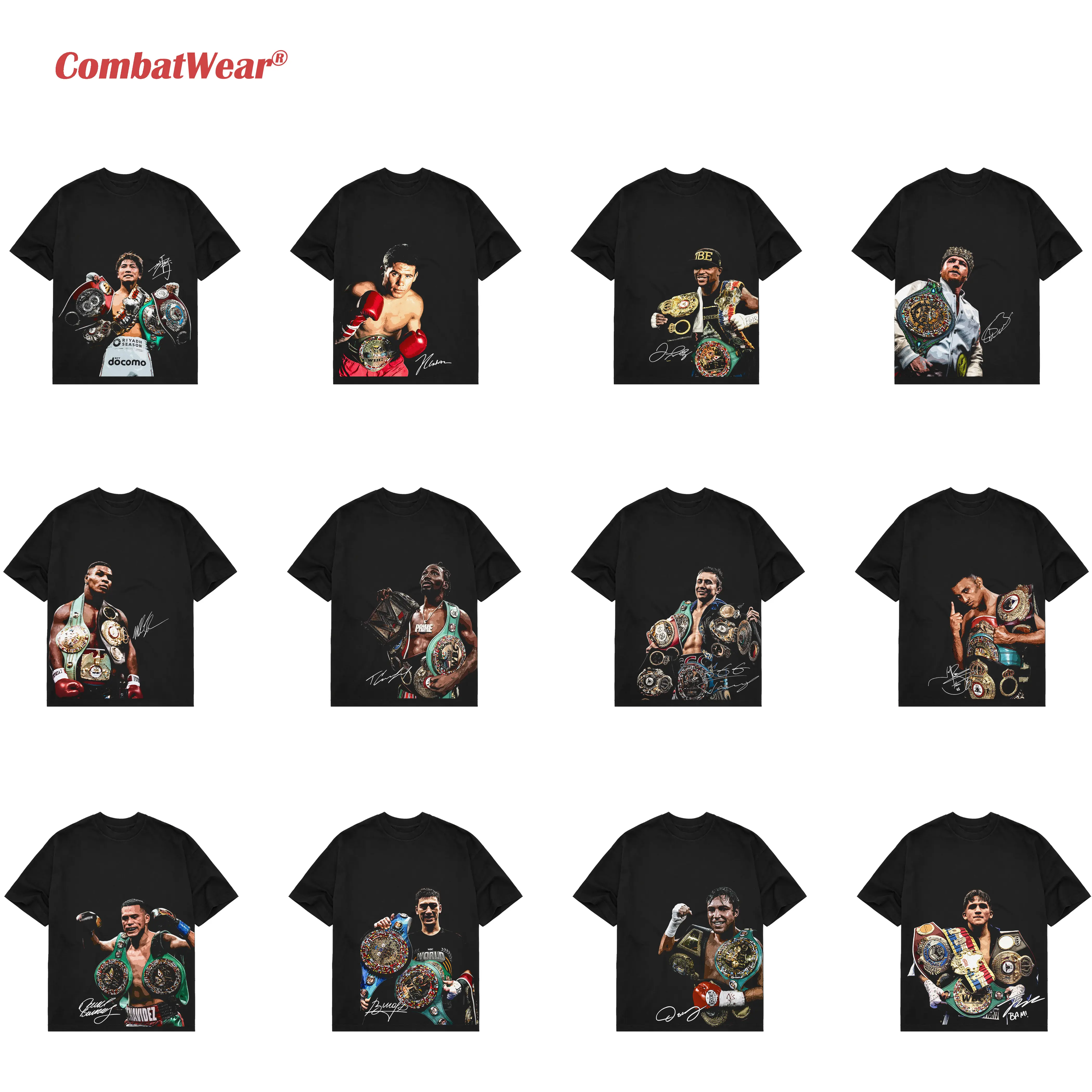 COMBATWEAR Boxing Fighters Collection Tee, Boxing Fighters Tshirt Boxing Fan, Boxing Champion Sports Shirt, Gift for Him Gift for Her