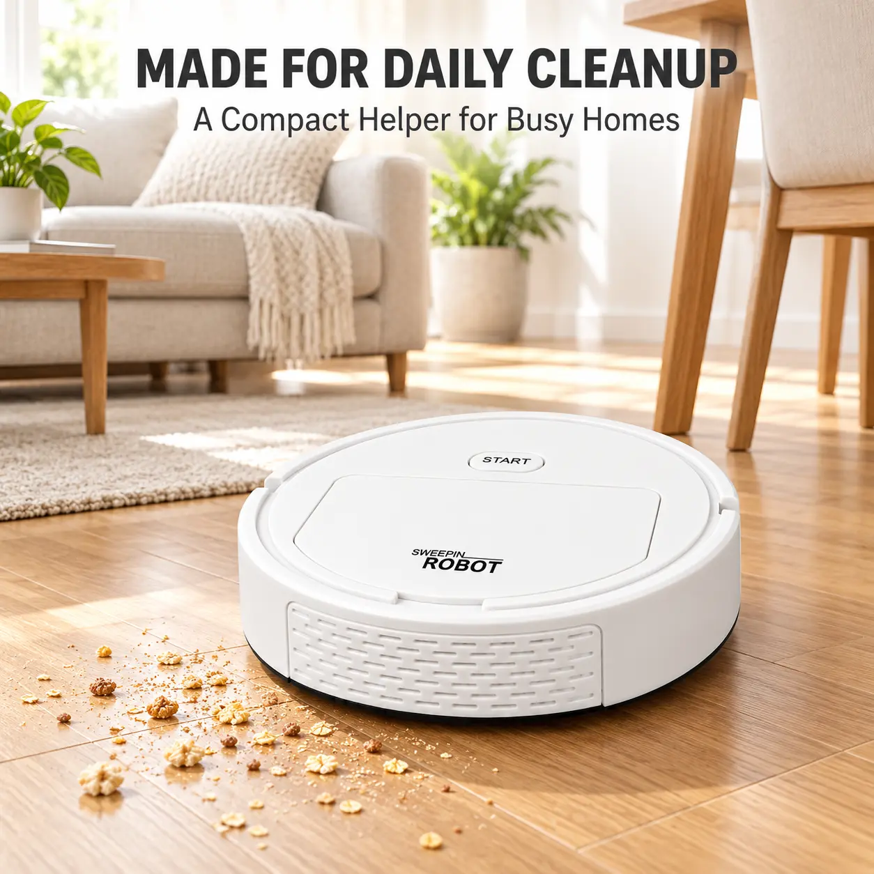 N235 Portable Cordless Mini Smart Robotic Vacuum and Mop - Cordless Cleaning Device with Dual Side Brushes, Mop Cloth for Hands-Free Hard Floor Daily Cleaning