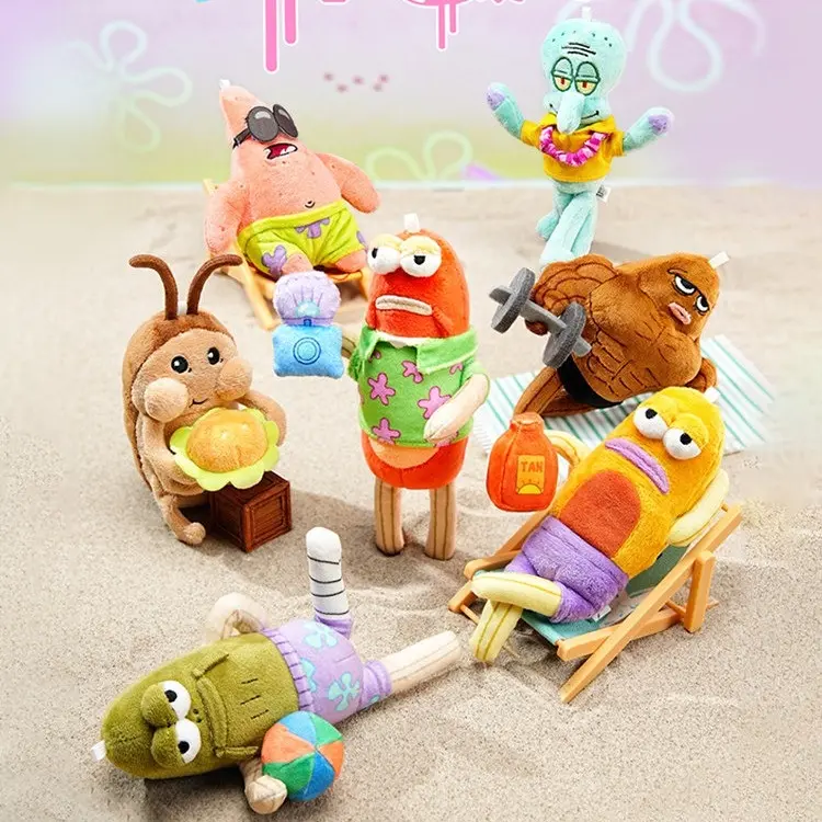 SpongeBob Bikini Bottom Stall Series Movable Joint Plush Doll Viral Cartoon Sofa Decor Lovely Holiday Birthday Surprise Gift For Girls & Boys