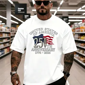 America 250th Anniversary Distressed American Flag T-Shirt, 1776-2026 Semiquincentennial Revolutionary Soldier Graphic Tee, Vintage Patriotic Loose Fit Short Sleeve Top, USA Independence Day Memorial Gift for Men Women