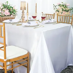 72"x120" Seamless Rectangular Satin Tablecloth - White (1pc)